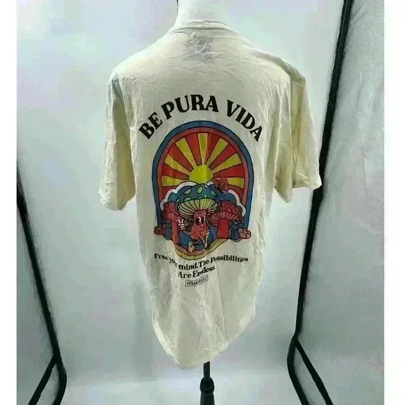 Urban & Basic Men's Colorful Graphic Be Pure Vida Mushroom Boho Shirt Size Large - Picture 1 of 4